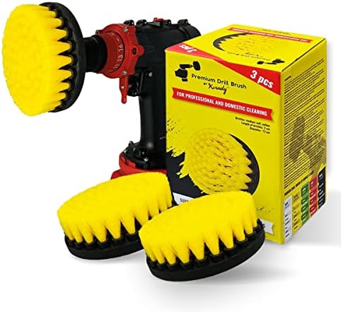 Premium Drill Brush Professional – Medium-Soft 5 in Yellow Set of 3 | by Kornelypowerscrubbers
