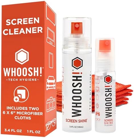 WHOOSH! Screen Shine Duo XL – Screen Cleaner and Wipe Kit, 3.4 + 1 fl oz by WHOOSH