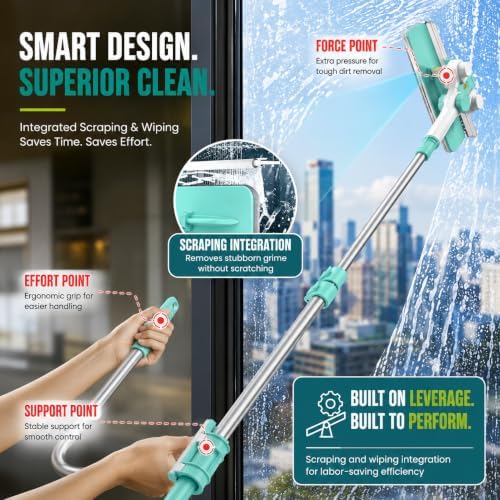 ORIXA U Shaped Window Cleaner for Outside Windows, Extendable Telescopic Pole - Image 4
