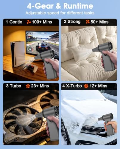 4-Speed Max Airflow Electric Air Duster 1H Charge, One-tap Control - Image 5