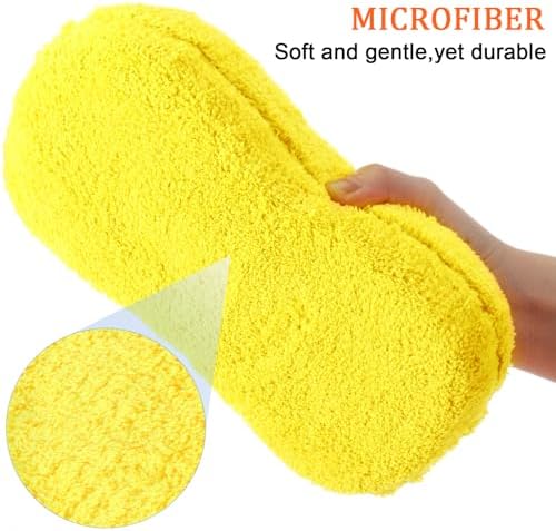 2 Pcs Large Microfiber Car Wash Sponges, 8.9 x 4.7 Inch - Image 2