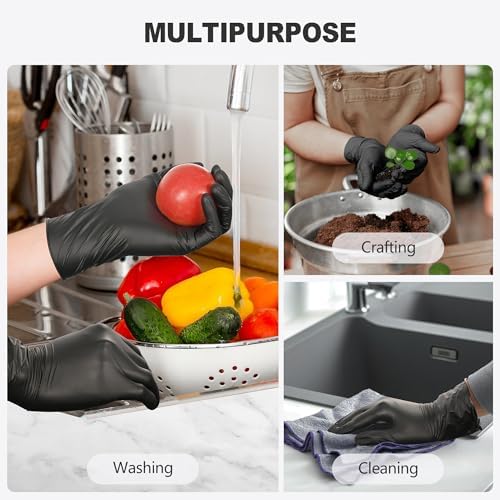 SWIFTLITE Black Vinyl Gloves, Food Grade Gloves Disposable Latex Free - Image 4