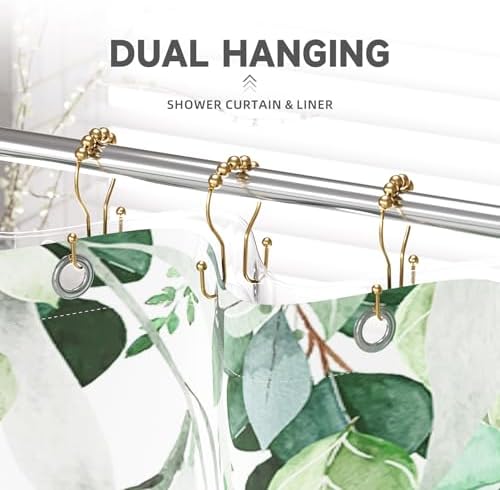 Bathway Shower Curtain Hooks, Shower Curtain Rings Rust Proof Double Hook - Image 7