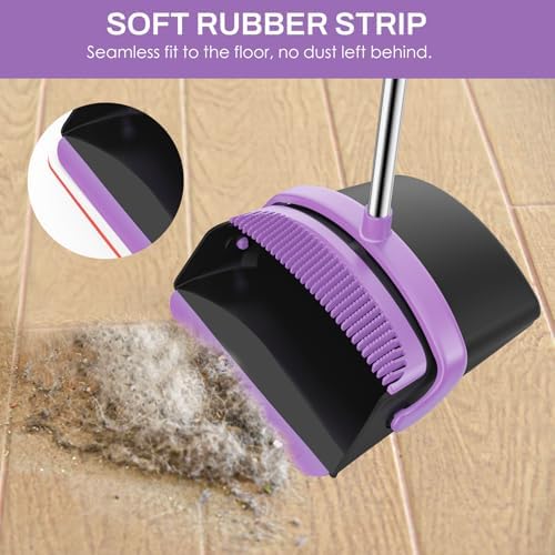 Broom and Dustpan Set for Home, 51-in Long Adjustable Handle Angle Broom and - Image 4