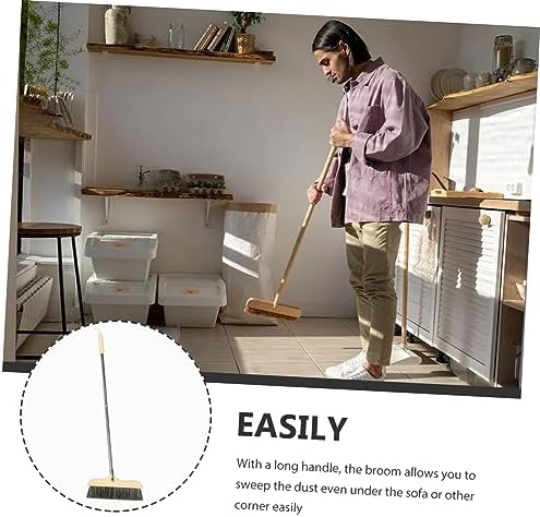 Wood Bristle Hand Broom with Long Handle - Image 3