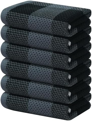 Homaxy 100% Cotton Plaid 6 Pack Kitchen Towels by Homaxy
