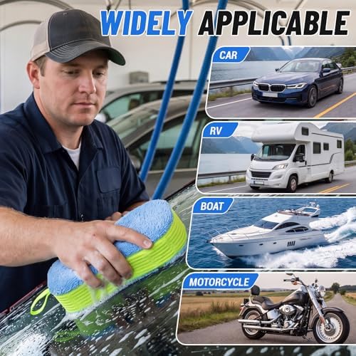4 Pack Large Microfiber Car Wash Sponges - Image 6