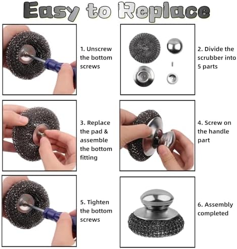 6 Pcs Steel Wool Scrubber Stainless Steel Scrubber - Image 5