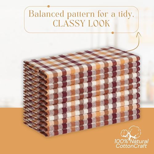Multicolor Check Kitchen Towels 4 Pack, 100% Cotton Tea Towels, Absorbent - Image 7