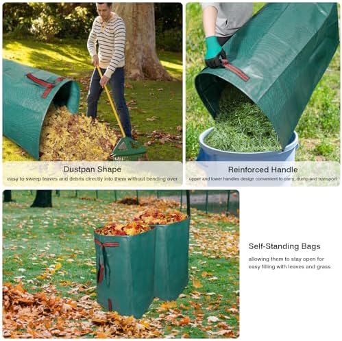 2‑Pack 53 Gallon Garden Leaf Bags, Reusable Dustpan Yard Waste Sacks - Image 4