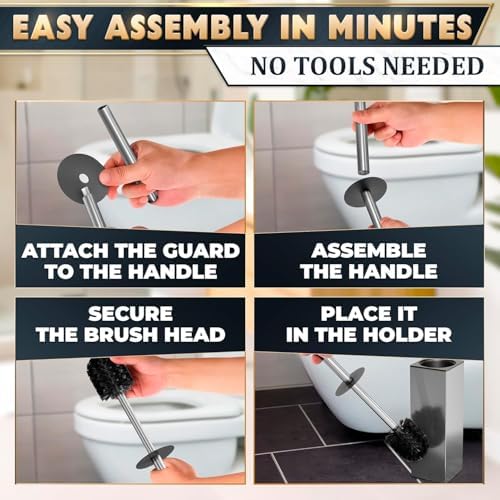 Silver Toilet Brush and Holder Set, Freestanding - Image 6