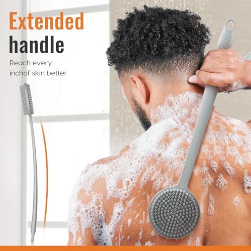 Silicone Back Scrubber for Shower, 17in Lengthen Long Handle Body Brush - Image 4