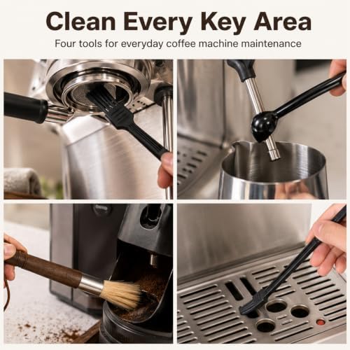 4 Pack Coffee Grinder Cleaning Brush, Professional Espresso Machine Cleaning - Image 4