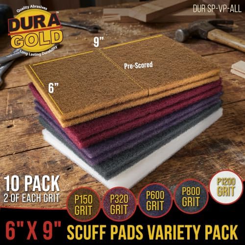Dura-Gold Premium 6" x 9" 10 Scuff Pad Variety Pack, 2 Each Maroon - Image 2