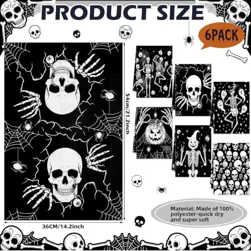 Redbaker 6 Pcs Halloween Kitchen Towels, Skull Goth Dishcloth - Image 2