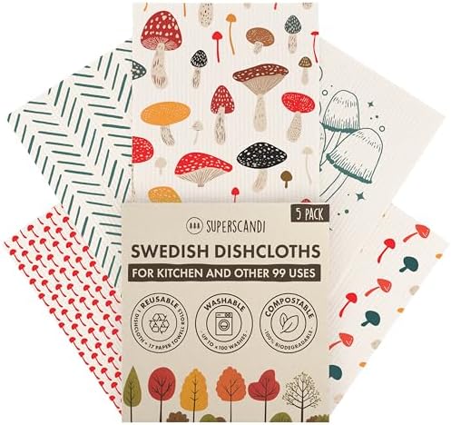 SUPERSCANDI 5 Pack Swedish Dishcloths by SUPERSCANDI