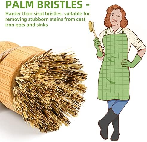SUBEKYU Bamboo Dish Scrub Brush, Produce Brush, 2 Pack - Image 3