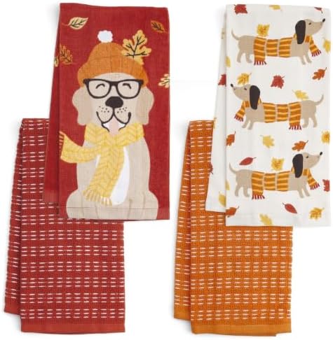 Ritz 4-Piece Fall Cotton Kitchen Towel Set, Harvest Seasonal Collection by RITZ