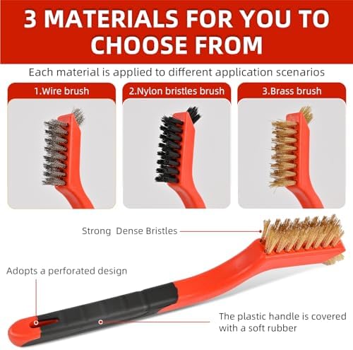 6PCS Wire Brushes for Cleaning Rust, Brass & StainlessSteel Bristles - Image 2