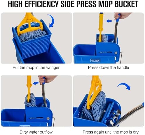 MATTHEW Cleaning Blue 22Quart Compact Mop Bucket INCL.2 Pcs Mop Head - Image 6