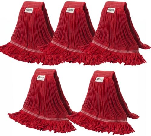 Heavy Duty Wet Industrial Cleaning Mop Head – 21 oz red mop Head Replacement by KLHB-YF