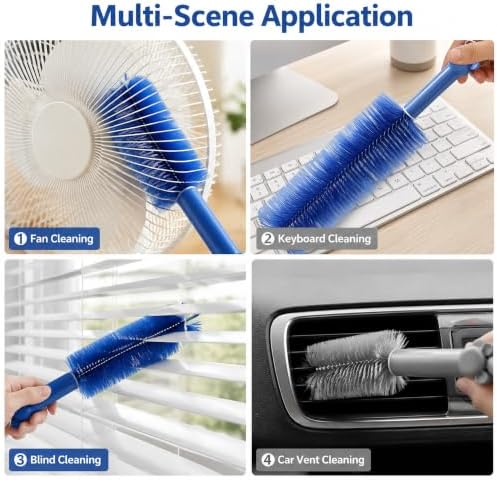 2 Pcs Bendable Fan Duster Cleaning Brush, Stiff Dense Bristles - Image 6