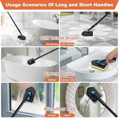 Long Handled Scrub Brush for Shower, 3-in-1 Cleaning Brushes - Image 5