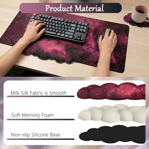 Cloud Mouse Pad Keyboard Wrist Rest 4PCS Extended Large Galaxy Desk Mat Pad Set - Image 2