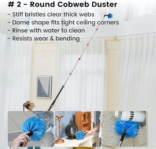 Ceiling Fan Duster Kit - 12 FT Extension Pole - 6-Piece House Cleaning Set - Image 4