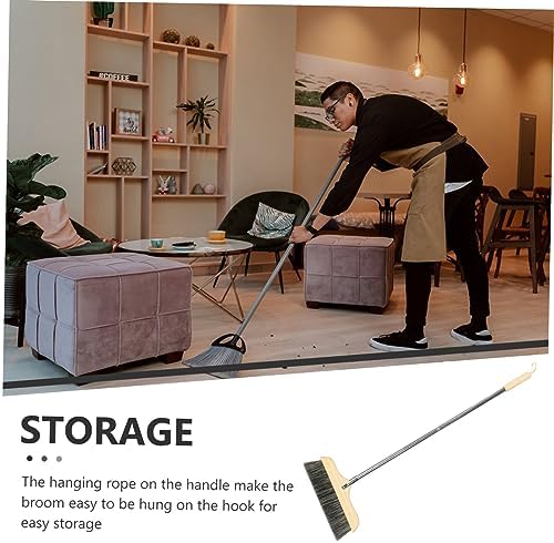 Wood Bristle Hand Broom with Long Handle - Image 4
