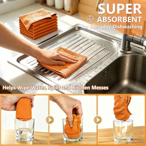Kitchen Dish Cloths, 12 Pack, 10 x 10 Inches, Super Absorbent Kitchen Towels - Image 3