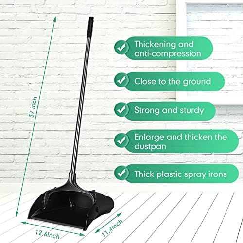 Weewooday 8 Pieces Commercial Lobby Dustpan Plastic Upright Dust Pan - Image 2