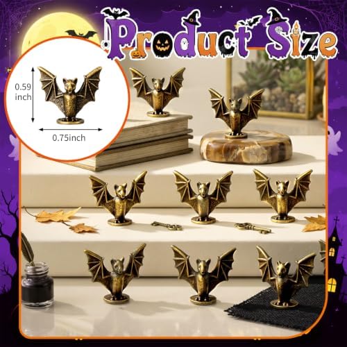 50 Pcs Halloween Mini Bat Figurines Miniature Brass Color Bats - Image 2