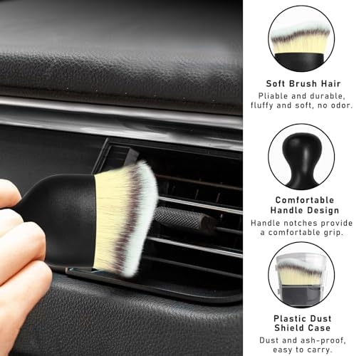 Dickno Car Interior Dust Brush, Soft Scratch Free Auto Detailing Brushes - Image 3