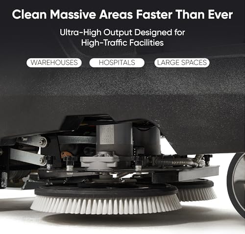 Battery Powered Ride-On Commercial Floor Scrubber Machine, 46 gal Solution Tank - Image 4
