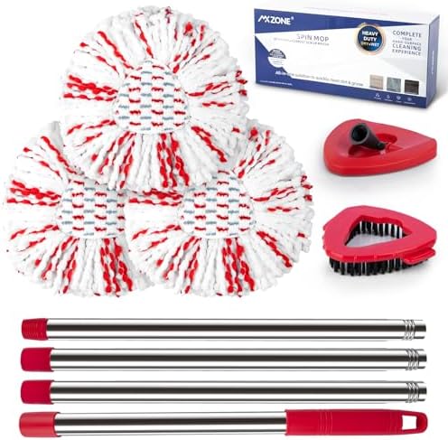 Spin Mop Head, Handle & Base Replacement Set by MXZONE