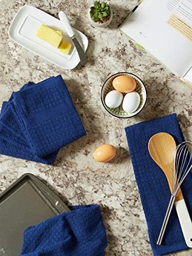 DII Basic Terry Collection Waffle Dishtowel Set, Solid Nautical Blue, 4 Piece - Image 6