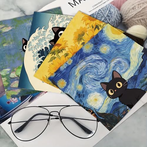CREATCABIN 6Pcs Black Cat Glasses Cleaning Cloth Microfiber Cleaning Cloths - Image 6