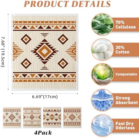 Swedish Dishcloths for Kitchen, 4 Pack, Reusable Paper Towels - Image 2