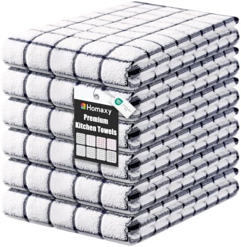 Homaxy Premium Kitchen Towels, Check Design, Dusty Blue by Homaxy