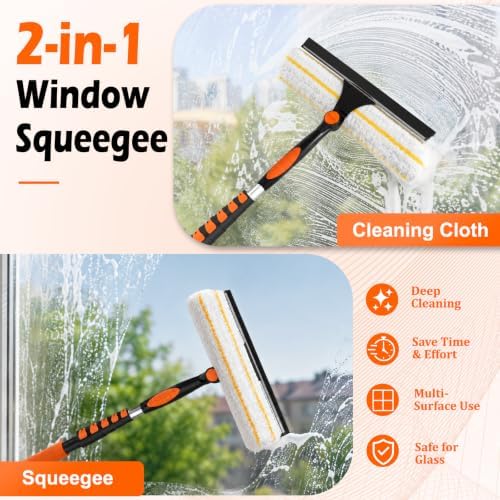 2-in-1 Window Squeegee, 24FT Window Cleaner Tool - Image 6