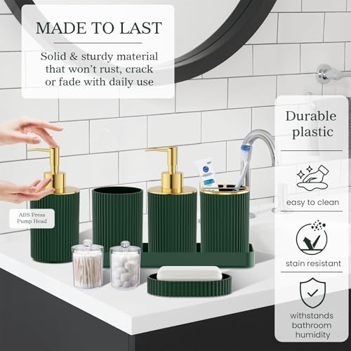 Dark Green Bathroom Accessories Set - Image 3