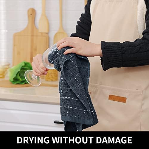Homaxy 100% Cotton Terry Kitchen Towels, 4 Pack, Dark Grey - Image 4
