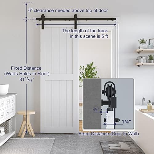 SMARTSTANDARD 30" x 80" White Sliding Barn Door - Image 2