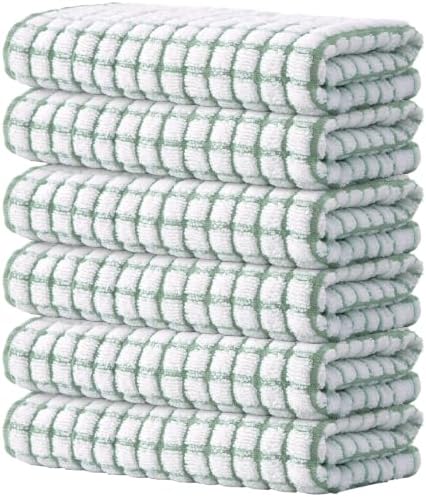 Kitinjoy Cotton 6 Pack Terry Kitchen Towels, Grass Green by Kitinjoy