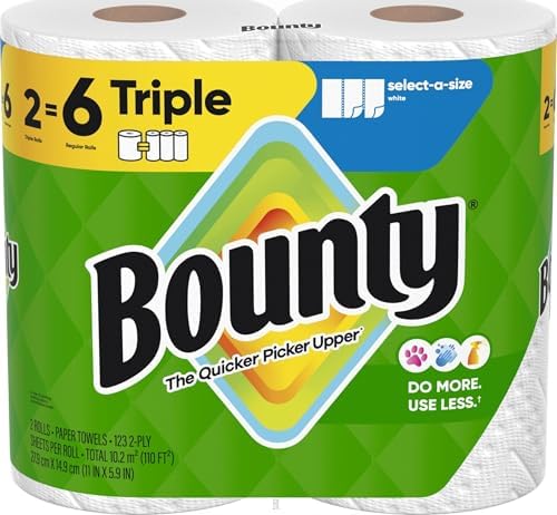 Bounty Select-A-Size Paper Towels, 2 Triple Rolls = 6 Regular Rolls by Bounty