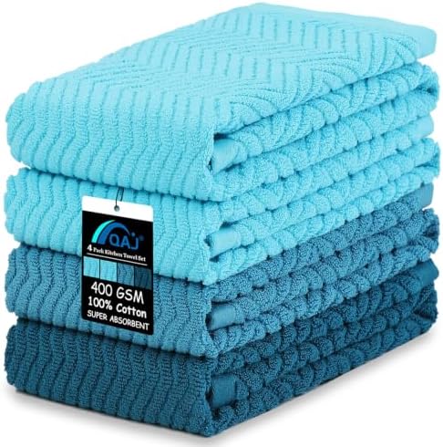 Premium Cotton Kitchen Towels Set, 4 Pack Super Absorbent Kitchen Hand Towels by Unknown