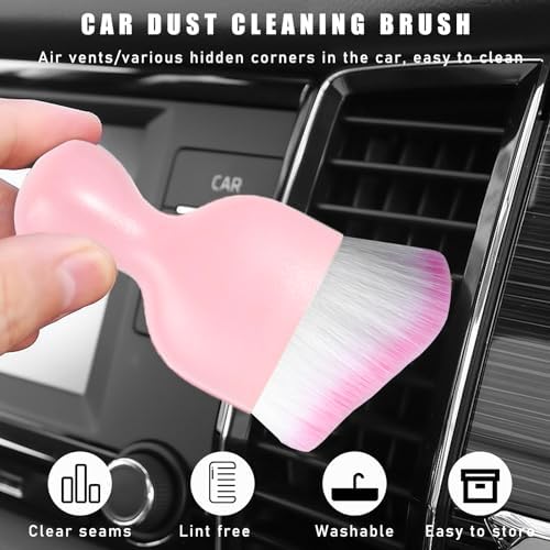 Dickno 2PCS Car Interior Dust Brush, Soft Scratch Free Auto Detailing Brushes - Image 4