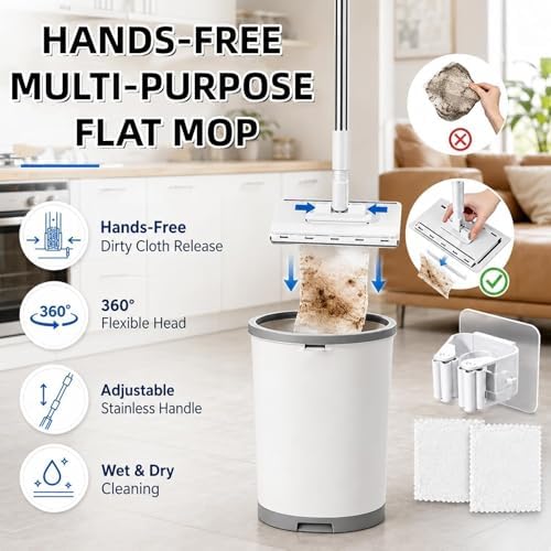 Hands-Free Multi-Purpose Flat Mop, 2026 New Hands Free Flat Mop One Click - Image 2
