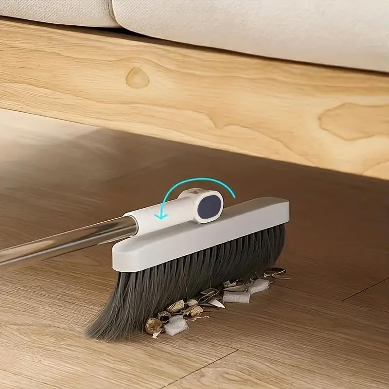 Dustpan Brush Set Long Handle Up to 37.8 Inches Adjustable Foldable, Plastic - Image 3